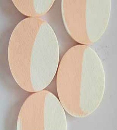 潮州优质乳胶材质白色桔色混合小号圆形粉扑